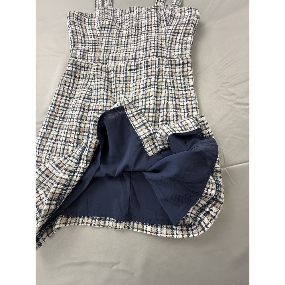 Abercrombie Tweed Mini Dress Small Plaid Preppy Old Money Quiet Luxury - Picture 4 of 16